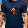 Cute Cheburashka Monkey T Shirt Unisex Russian Cartoon Cyrillic Text Art Print Cotton Animation Lover Outdoor Casual Tee