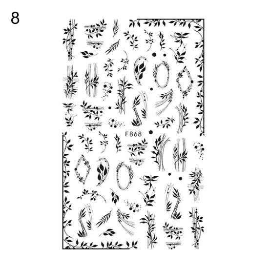 Nail Transfer Sticker Fabulous Decorative Colorful Exquisite Black White Floral Art Stickers for Female