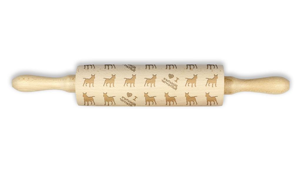 Miniature Bull Terrier – Rolling pin for dough with a dog, patterned rolling pin for ceramics | Art-Dog