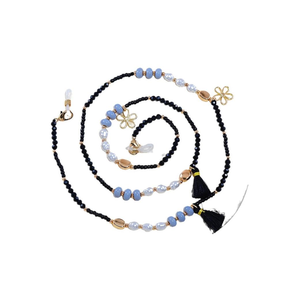 New Dopamine Spacer Mixed Color Pearl Beaded Eye Chain Light Luxury Flower Niche Glasses Chain