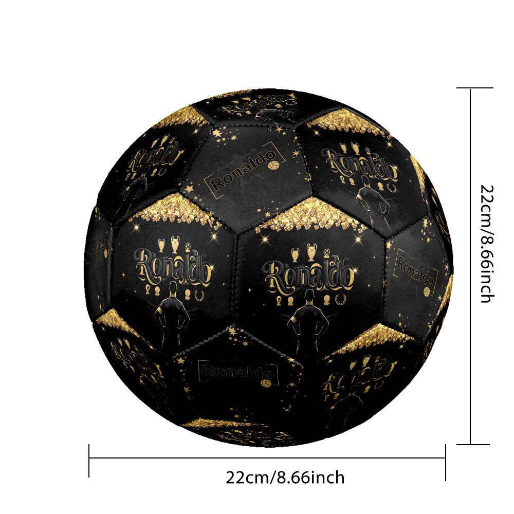 Ronaldo's Golden Marble Texture Soccer Ball Size 5 Football Machine Sewn Indoor/Outdoor Training and Matches Ideal for Soccer Enthusiasts