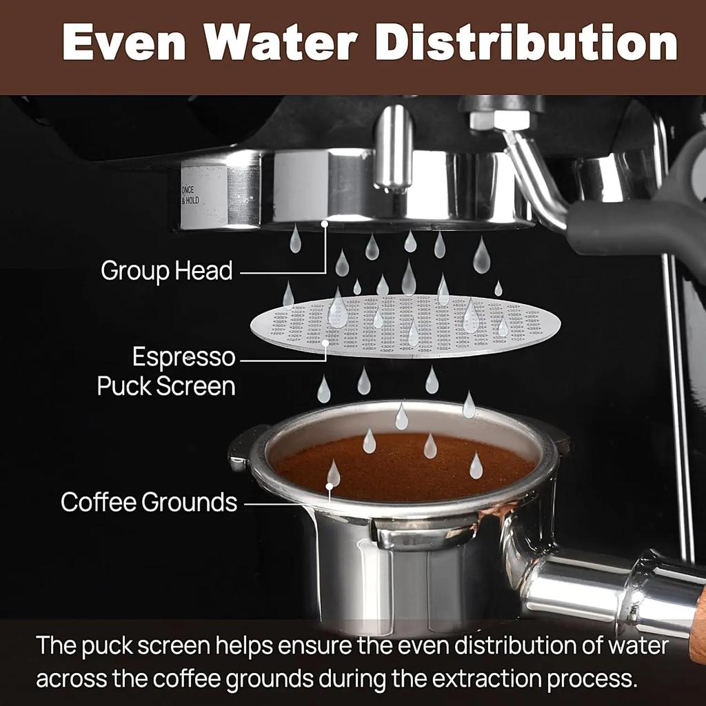 1pcs 304 Stainlesss Steel Reusable Espresso Puck Screen,51/53/58mm Mesh Filter for Portafilter,Barista Coffee Making Accessories