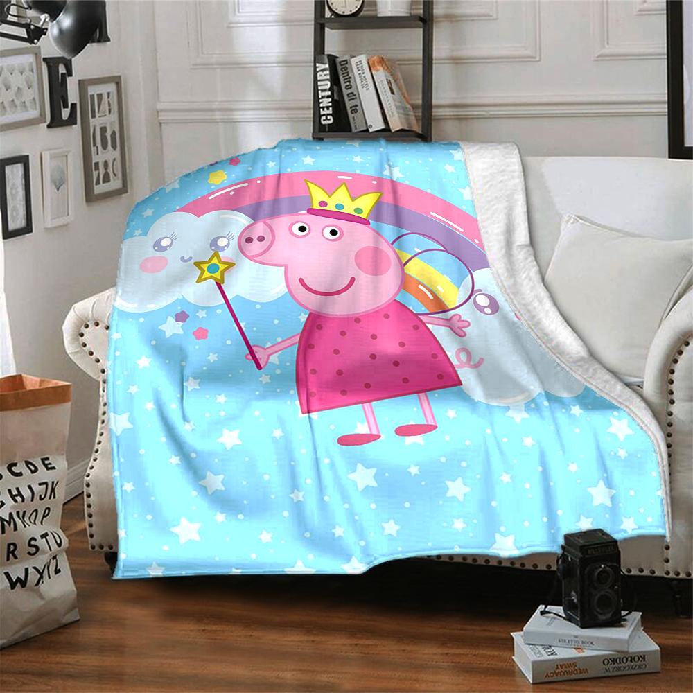 Peppa Pig Theme Printed Blanket - Perfect for Couch, Bed, Travel & Outdoor Use | Machine Washable, Cozy & Durable.