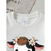 European sizes Kids Sweatshirts, Girls' Autumn Winter Cute Cartoon Cow Print Long Sleeve Round Neck Sweatshirt, Casual Daily Wear.
