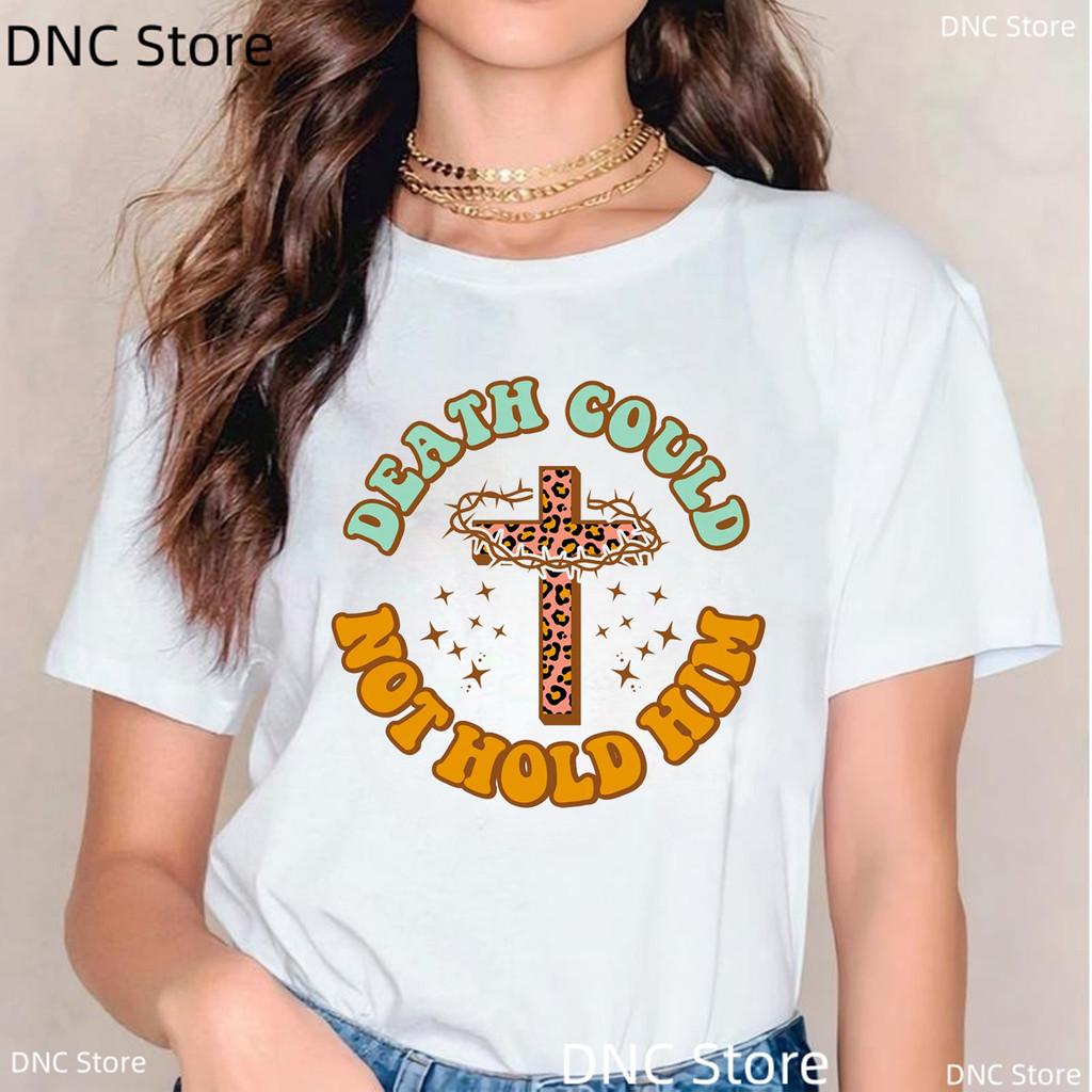 Retro Western Happy Easter Jesus Letter Print Femne Tshirt Fashion Harajuku White O-Neck Shirt Tops Women'S T-Shirt Wholesale