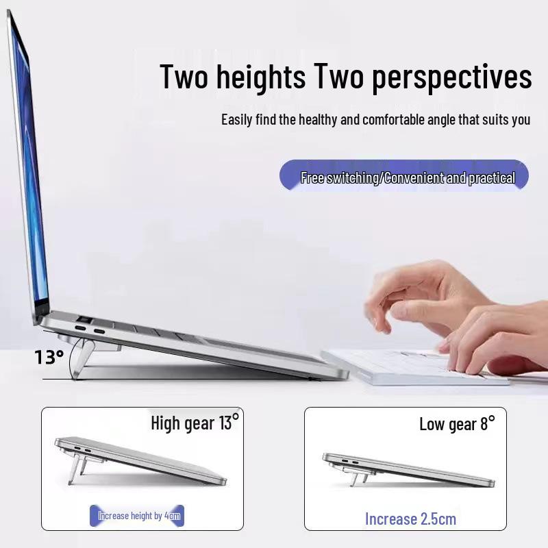 Suport portabil invizibil pentru laptop: Mini Înălțător de Birou Pliabil din Plastic și Tavă pentru Tastatură