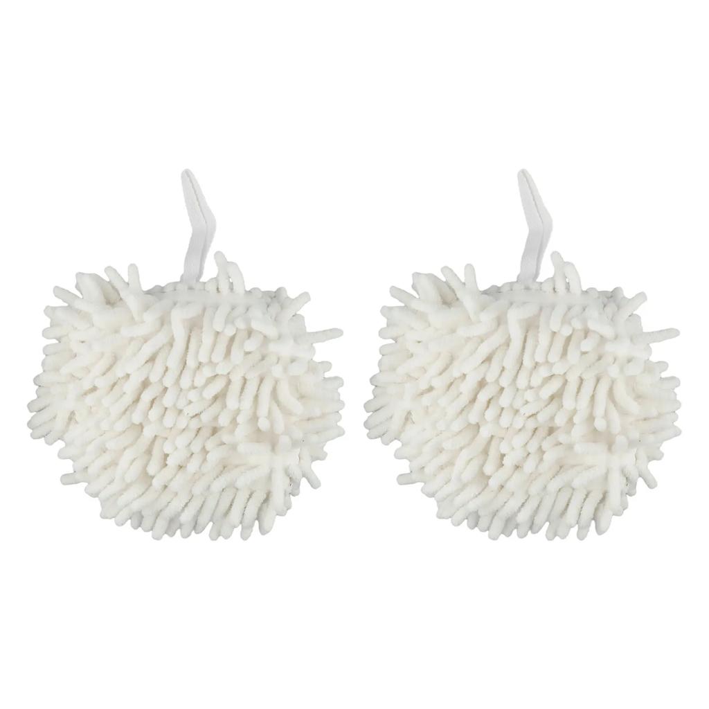 2pcs Chenille Hand Towel Hanging Thickened Super Absorbent Quick-drying Hand Ball Cleaning Cloth Kitchen Dishcloth