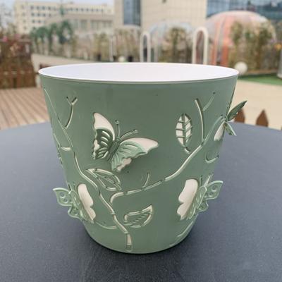 Pot de fleurs en relief papillon dessin animé 3D fleur colorée auto-aspirant pour succulente planteur en plastique pour cour