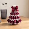 Decorative Yarn Tree for Bookshelves DIY Crochet Christmas Kit, Beginner-Friendly Xmas Craft Kit with Bow Wool Set And Faux Pearl Embellishment,