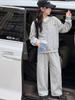 Girls' Faux Two-Piece Hoodie & Wide-Leg Pants Set – Korean Style for Autumn/Winter 2026