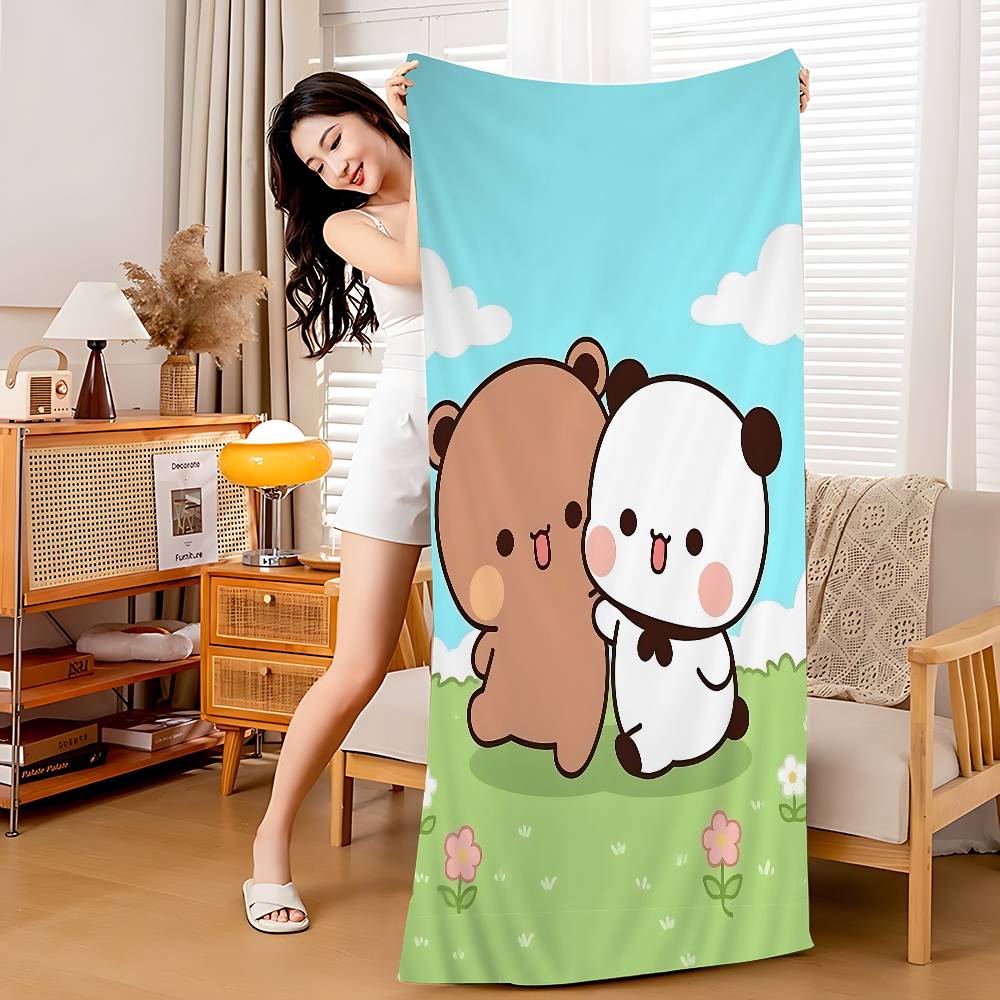 Anime Cute Dudu Bubu Anime Beach Swimming Towel Soft Absorbent Washcloth Children's Gifts For Kids Travel Camping Gym