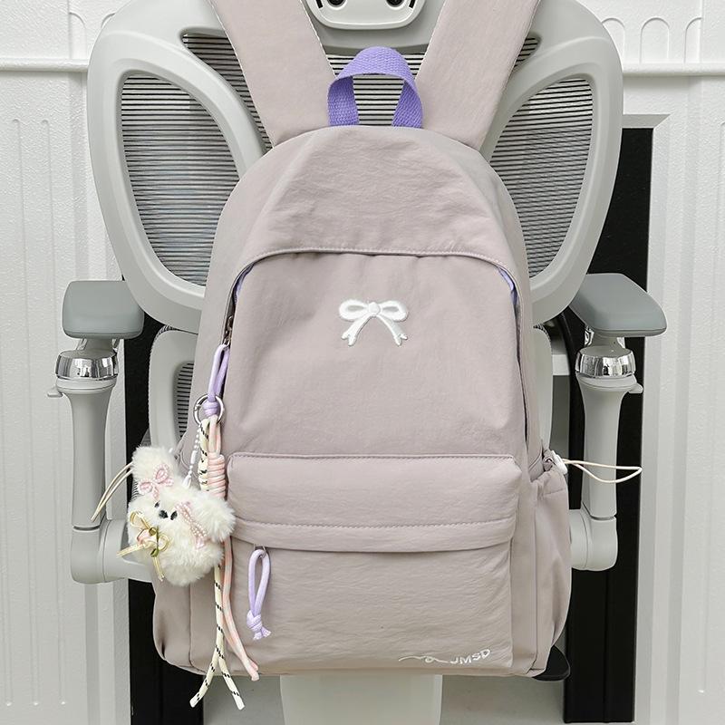 Schultasche Koreanische Version ins einfarbiger Rucksack Damen einfacher Rucksack mit großer Kapazität Schleife Schülerschultasche modisch vielseitig Freizeitrucksack