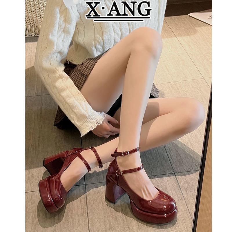 Small thick heel high heels spring and summer new retro versatile platform Mary Jane shoes children's single shoes