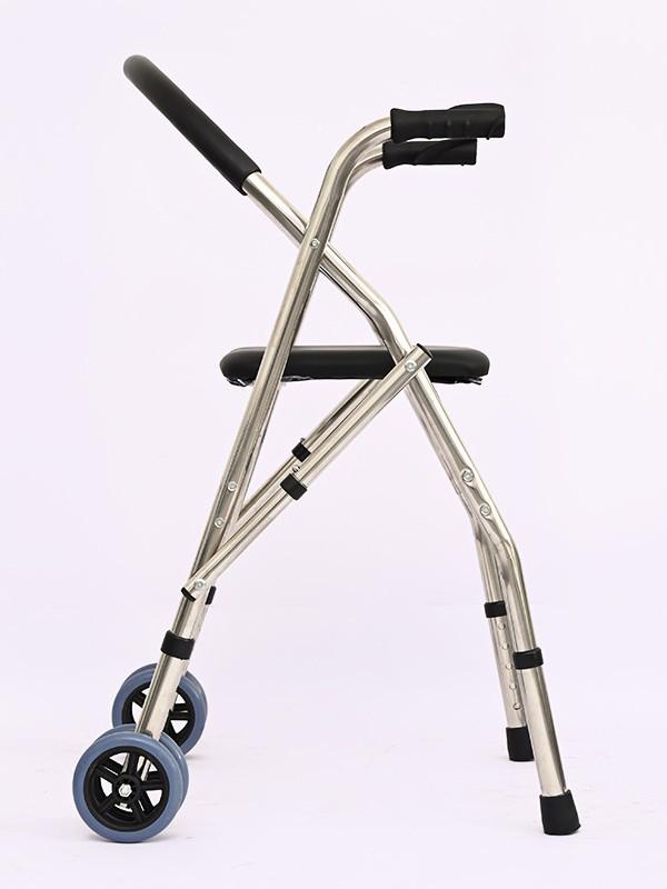 Foldable Double-Wheel Carbon Steel Walker for the Elderly
