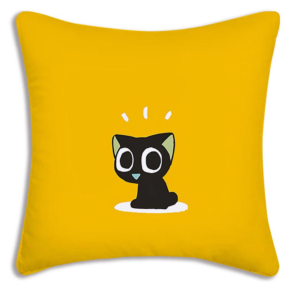 Cartoon luo xiaohei cat Pillow Covers Cartoon Sofa Decorative Home Double-sided Printing Short Plush Cute Cushion Cover