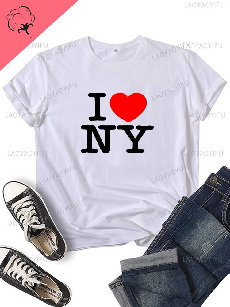 

I Love NY Нью-Йорк Графічна футболка унісекс дівчина Y2K Harajuku мода рожевий червоний нові бавовняні топи Feunisex смішний універсальний одяг подарунок унісекс S