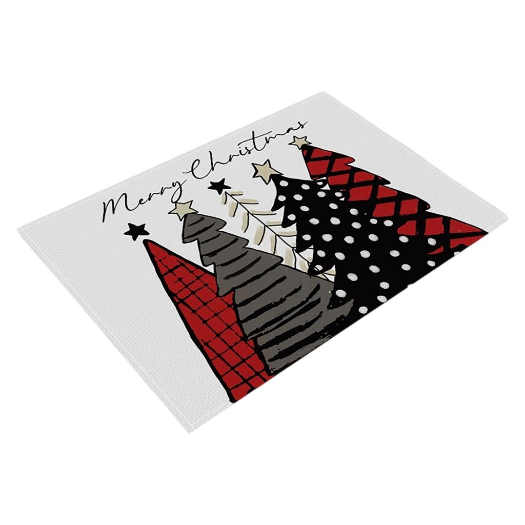 Christmas Dining Mat, Restaurant Atmosphere Decoration, Table Mat, Linen Printed Insulation Mat, Western Style Mat