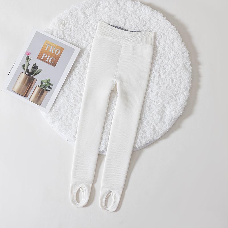 Children's Winter Fleece-Lined Cotton Leggings with Hip-Lifting Lambskin, Warm Nine-Point Design