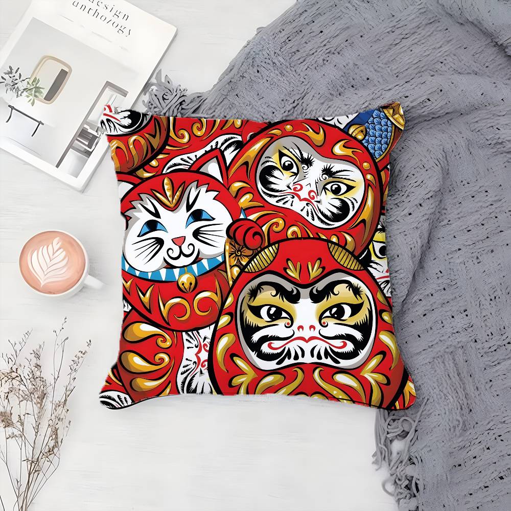 Cute Cartoon D-Daruma Doll-MT Role Pillow Case Printing Pillowcase Living Room Sofa Cushion Cover Bedroom Room Decor
