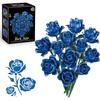 Pink Roses Bouquet Building Set, Artificial Flowers Botanical Collection Blocks Kit DIY Fake Roses for Adults Women Valentines & Mother's Day