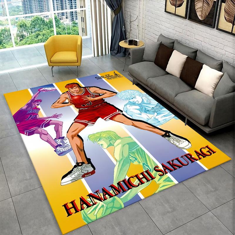 Retro Slam Dunk Basketball Anime Cartoon Carpet Rug for Bedroom Living Room Sofa Playroom Doormat Home Decor,Area Rug Non-slip