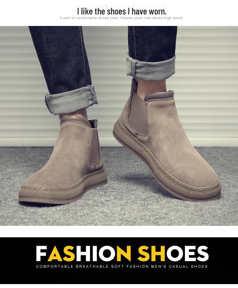Men's 2024 Autumn/Winter High-Top Suede Leather Martin Boots: Thick-Soled, Retro Slip-On Motorcycle Style with Extra Warmth