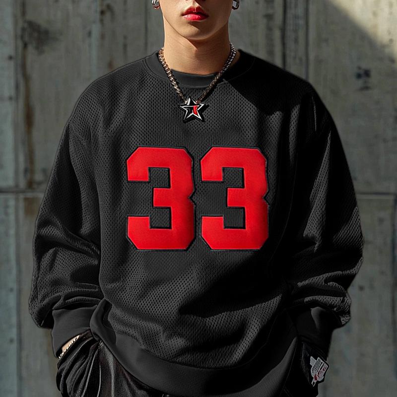 

INCERUN Мужские футболки с круглым вырезом и принтом букв, прозрачные топы с вырезами 5XL чёрный