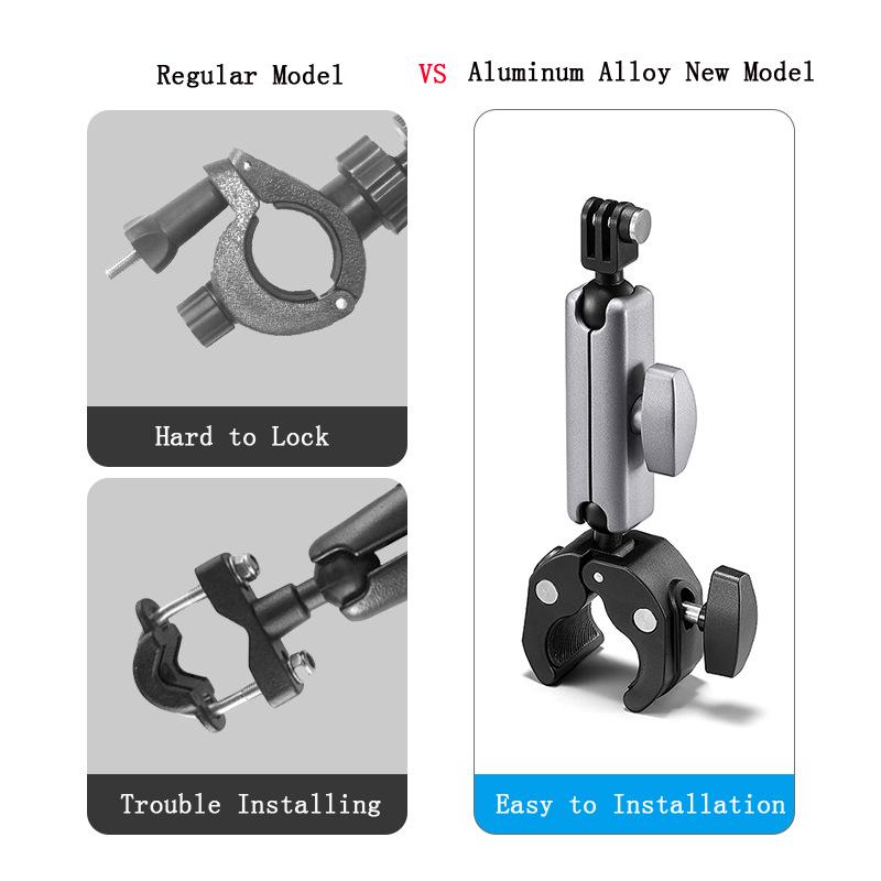360 Rotating Motorcycle Bike Camera Holder Handlebar Rearview Mirror Mount Bracket For GoPro Hero 13 12 11 10 9 8 Action Cameras