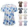 Monos estampados de flores de manga corta para mujer, monos de aislamiento para cirujano de salón de belleza, Tops