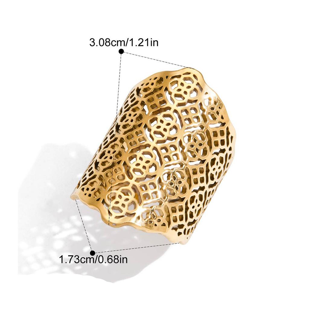 Yori Minimalist Wide Bohemian Open Daily Ring Stainless Steel Versatile Popular PVD Waterproof Jewelry New Gift