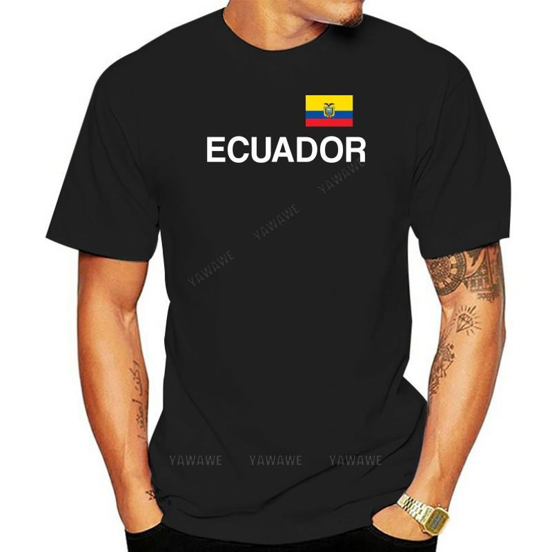 Baumwoll-Oberteil Ecuador T-Shirt Schwarz Weiß mit Flagge S bis 3XL Südamerika Quito Republik Mann Sommer Kurzarm Marken-T-Shirt