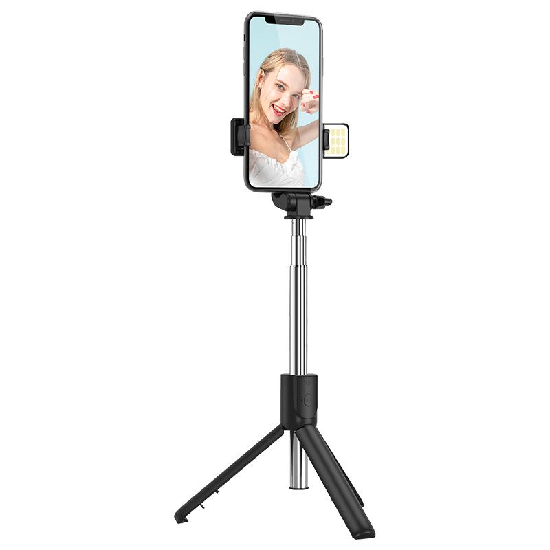 Bluetooth Selfie Stick with Umbrella-Style Tripod, Detachable Beauty Light, and Handheld Convenience
