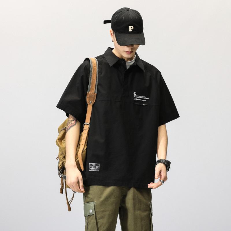 

Мужские футболки, летние модные топы-карго с короткими рукавами, летние свободные повседневные поло Homme, высококачественная красивая футболка для гольфа L чёрный