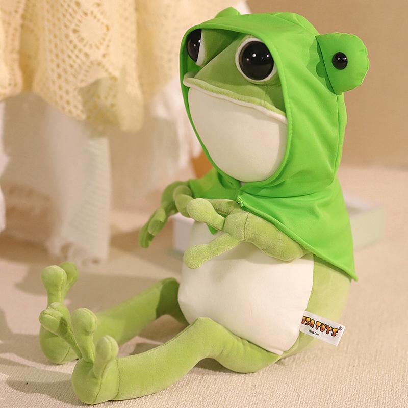 Neues Niedliches Frosch Plüschtier Weiches Kissen Kawaii Beruhigend Schlafbein-Klemme Begleitpuppe Raumdekoration Geburtstag Feiertagsgeschenk