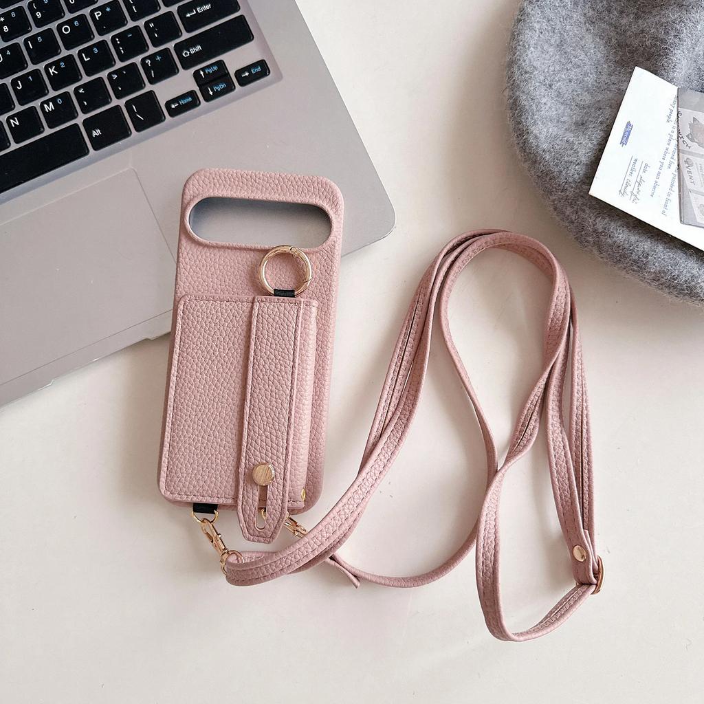 Ring Crossbody Wrist Strap Wallet with Card Holder Phone Case for Google Pixel 9 8 7 6 Pro 8A 7A 6A 5G Leather Shockproof Cover