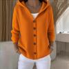 Women's Solid Color Hooded Knit Cardigan - Single-breasted, Long Sleeve, Elegant Commuter Style (2026 Edition)