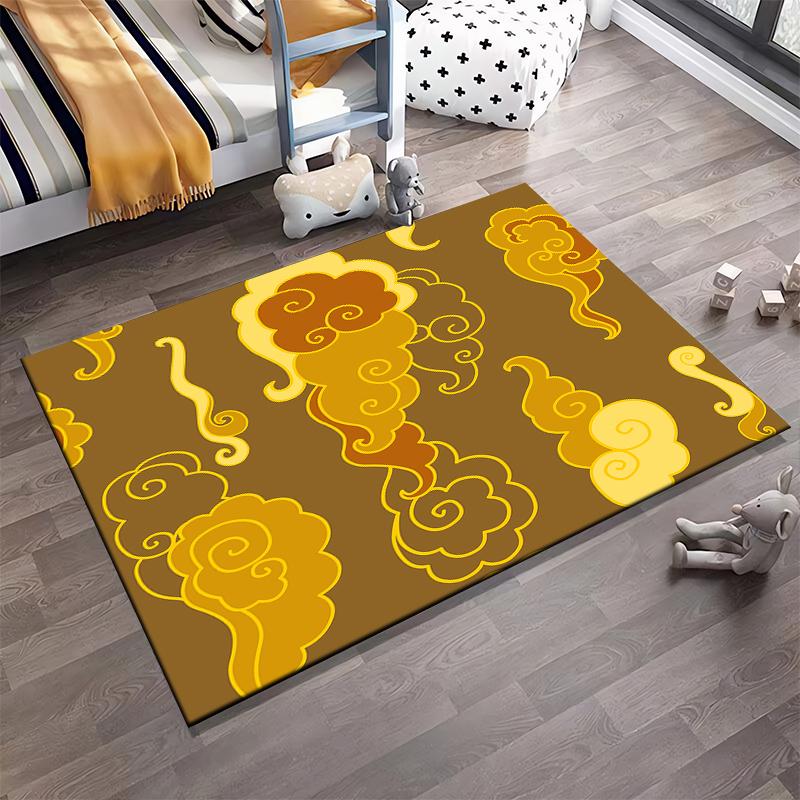 Golden Cloud Pattern Rug Non-slip rug suitable for living room and bedroom sofas