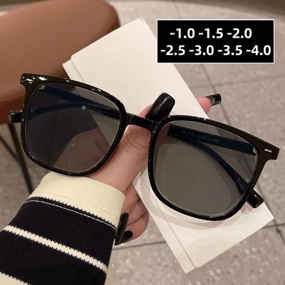 Lunettes de soleil tendance pour femme, monture carrée, verres anti-dioptrie, UV400, verres correcteurs (-1,0, -1,5, -2,0)