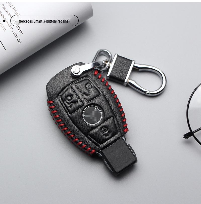 Mercedes Genuine Leather Key Case for GLK300, GLA260, B-Class, C-Class, S-Class, AMG - Includes Buckle.