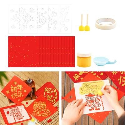 Kids Rubbing Art Kit Chinese Year Decor Plates for Celebration