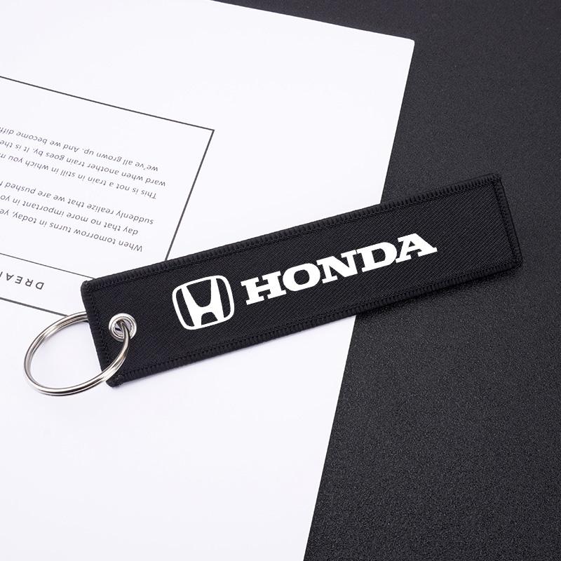 Canvas Car Key Chain Ring Keychain Keyring Decoration Pendant For Honda Fit Jazz GK5 Civic Type-R CRV Pilot Accord HRV Accessory TO0