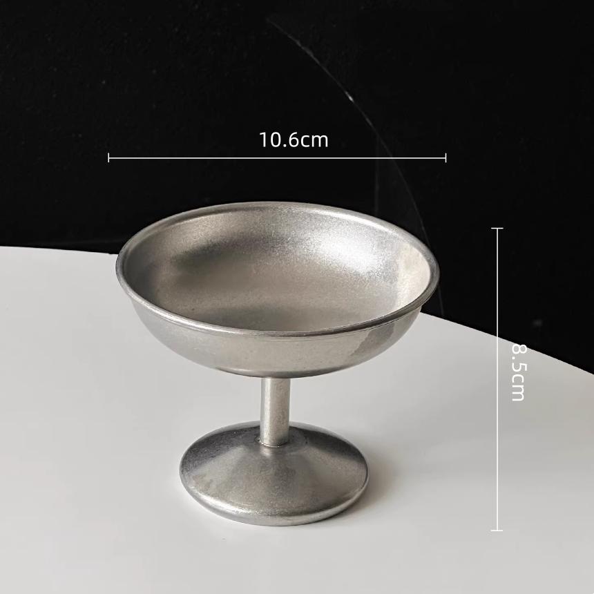 BRStainless Steel High-legged Dessert Cup Dessert Tray Silver Ice Cream Bowl Pudding Bowl Tableware Fruit Tray Kitchen ContainerEY