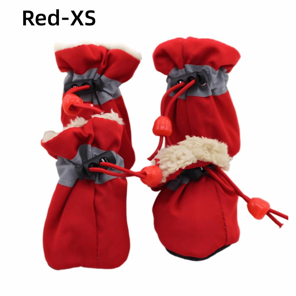 4Pcs Anti-Scratch Pet Dog Shoes with Reflective Trim Strong Grip Antiskid Puppy Shoes Wear-Resistant Does Not Fall Off