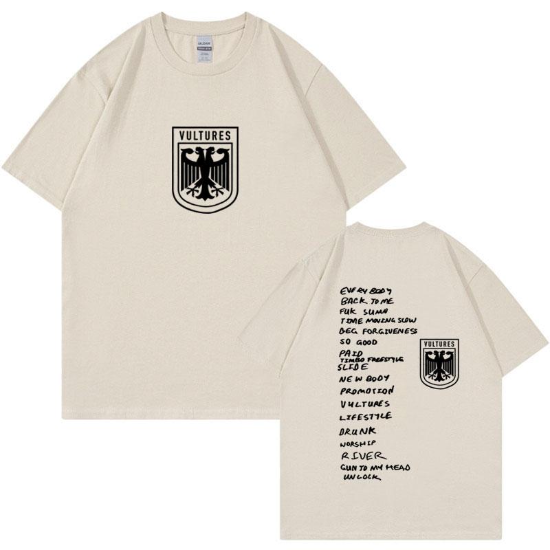 Vultures Kanye West Nowy Album Muzyczny Logo T-Shirt Odzież Męska Hip Hop Punk T-Shirt Unisex Vintage Bawełna Krótki Rękaw T-shirty