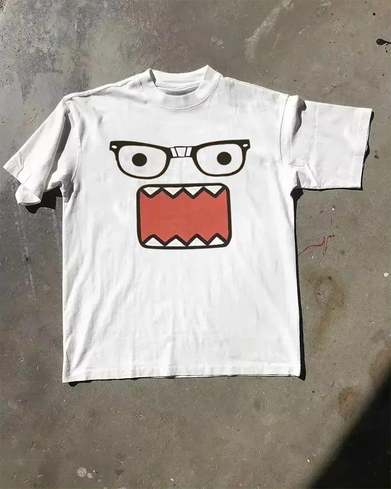 

Streetwear Kawaii Oversized Pattern Y2K New Retro Pure Cotton Print Plus Size Round Neck Loose T-shirt Men s Couple Clothing Tee 4XL