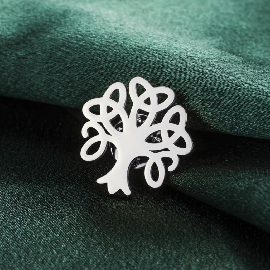 LIKGREAT Celtic Tree of Life Brooch for Women Men Stainless Steel Pin Triquetra Irish Lucky Protection Jewelry Business Gifts