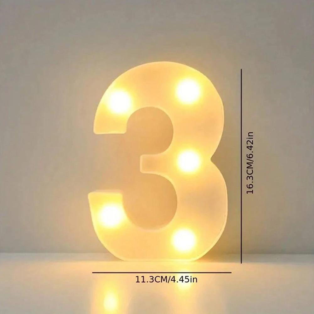 Number 0-9 LED Lights Luminous  Lamp Wedding Decorative Night Light Birthday Party Bedroom Home Decoration