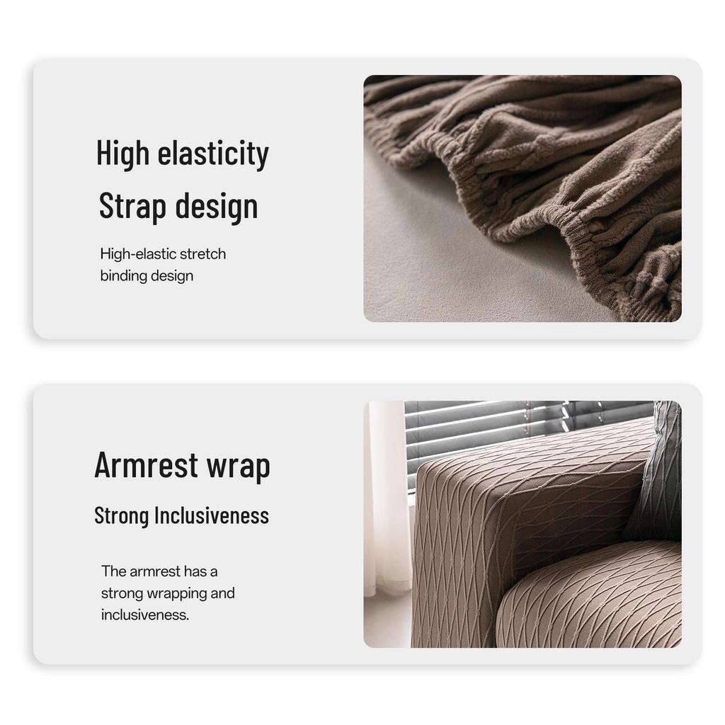 All-Season Elastic Jacquard Velvet Sofa Cover - Universal One-Piece Fit