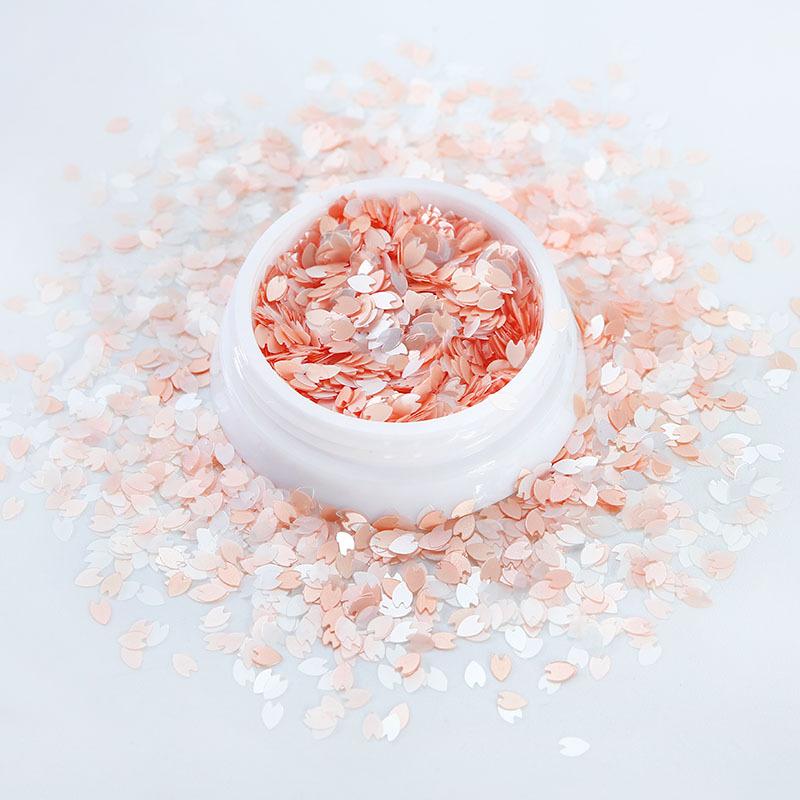 Garrafa plana primavera flor de cerejeira pétala unha glitter macaron 12 cores PET irregular decoração de unhas remendo DIY suprimentos para unhas