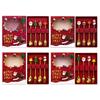 Boxed Christmas Spoon and Fork Gift Set, 4 Piece Stainless Steel Dessert Flatware for Holiday Table and Coffee Service